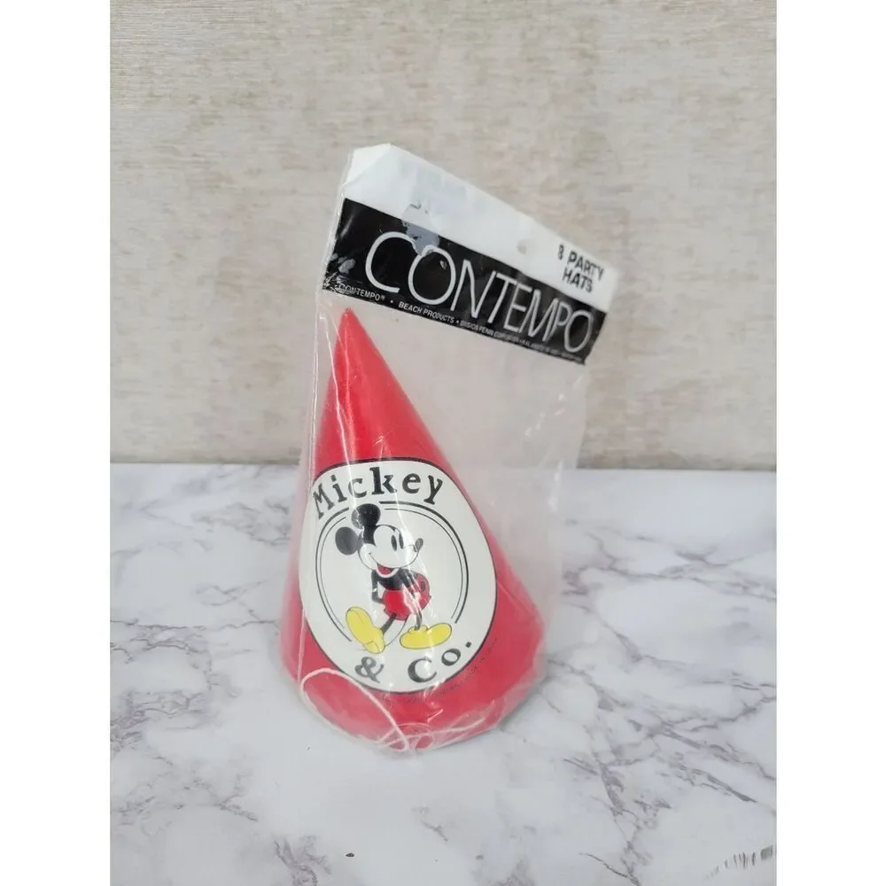 Mickey & Co. Red Party Cone Hat - Contempo Vintage 90s